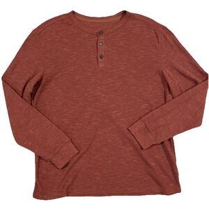 Killik Men's Large Long Sleeve Rust Colored Crew Neck 1/4 Button Up Shirt‎